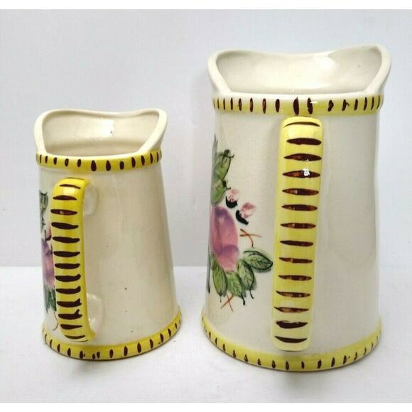 Vtg Hand Painted Pancake Pitcher Set Batter Pitcher & Syrup Pitcher - Picture 7 of 7